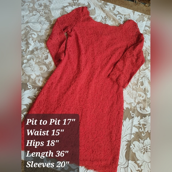 Diane Von Furstenburg Size 10 RED Lace Over Mini Flapper Style Zipper Back Dress - Picture 5 of 8